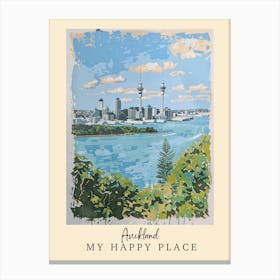 My Happy Place Auckland 1 Travel Poster Canvas Print