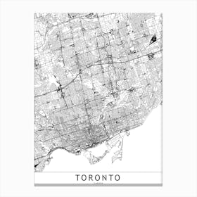 Toronto White Map Canvas Print