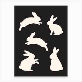 Lucky Bunny B&W Canvas Print