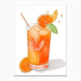 Aperol With Ice And Orange Watercolor Vertical Composition 20 Canvas Print