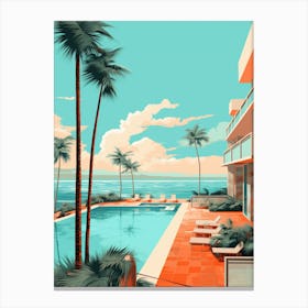 Abstract Illustration Of South Beach Miami Florida Orange Hues 4 Canvas Print