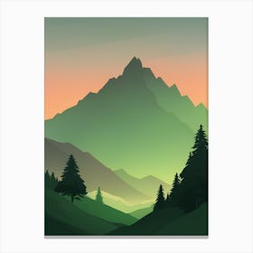 Misty Mountains Vertical Composition In Green Tone 129 Canvas Print