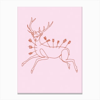 Frida Wounded Deer Pink Canvas Print