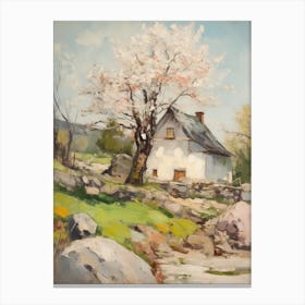 Small Cottage Countryside Farmhouse Painting With Trees 2 Canvas Print