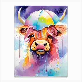 Highland Cow In The Rain Canvas Print