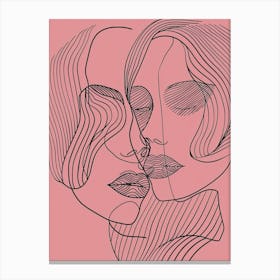 Simplicity Pink Lines Woman Abstract 7 Canvas Print