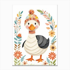 Floral Cute Baby Goose Nursery Illustration (23) Canvas Print