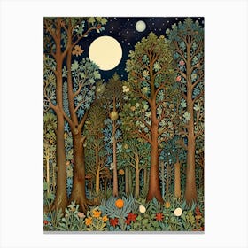 William Morris Forest At Night 3 Canvas Print