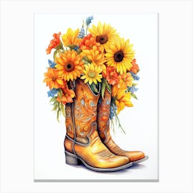 Cowgirl Boots Yellow Canvas Print