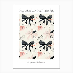 Pink And Black Bows 5 Pattern Poster Canvas Print