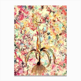 Impressionist Common Bluebell Botanical Painting in Blush Pink and Gold Canvas Print