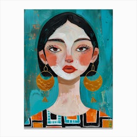 Girl With Hoop Earrings Canvas Print