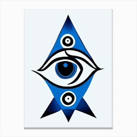 Psychic Abilities, Symbol, Third Eye Blue & White 1 Canvas Print
