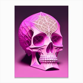 Skull With Intricate Linework 2 Pink Paul Klee Canvas Print