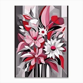 Pink Flowers Cubist Style Canvas Print