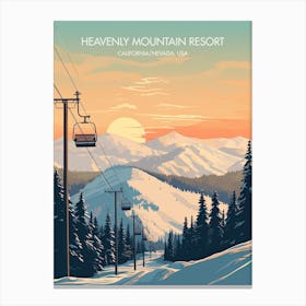 Poster Of Heavenly Mountain Resort   California Nevada, Usa, Ski Resort Illustration 0 Canvas Print