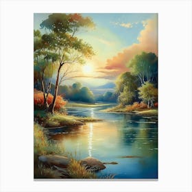 Sunset By The River 4 Canvas Print