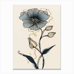 Daffodils Line Art Flowers Illustration Neutral 16 Canvas Print