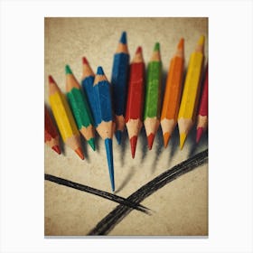 Pencils In A Row Canvas Print