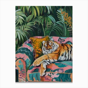 Oil Painting Tiger Sleeping 16 Canvas Print