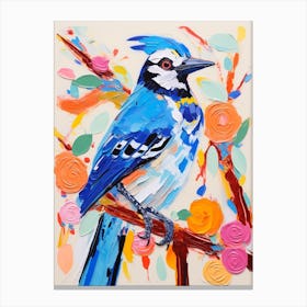 Colourful Bird Painting Blue Jay 2 Canvas Print