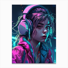 Girl With Headphones 4 Canvas Print