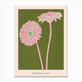 Pink & Green Gerbera Daisy 1 Flower Poster Canvas Print