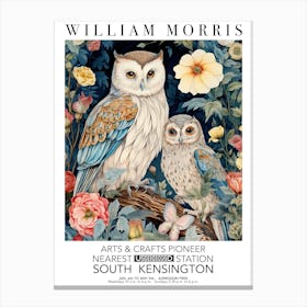 William Morris White Owl And Owlet Mothers Day Gift Flowers Canvas Print