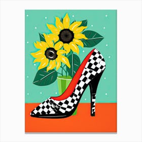 A Woman's Journey in Floral Footwear Canvas Print