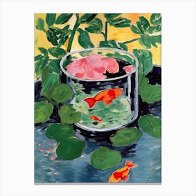 Goldfish In A Bowl With Plants Illustration Matisse Style Canvas Print