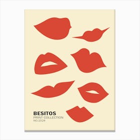 Red lips, Kisses art print, Retro poster, Exhibition Canvas Print