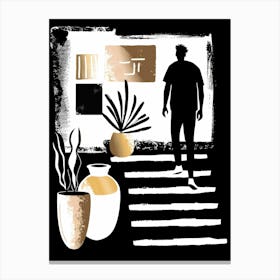Man Walking Down The Stairs Canvas Print