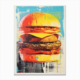Retro Burger Risograph Inspired 5 Canvas Print