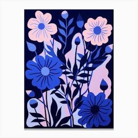 Blue Flower Illustration Asters 1 Canvas Print