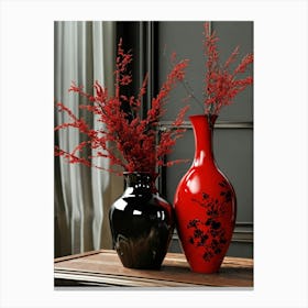 Red And Black Vases Canvas Print