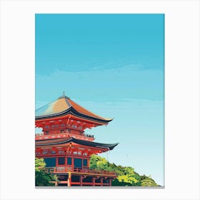 Kiyomizu Dera Temple Kyoto 4 Colourful Illustration Canvas Print