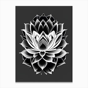 Lotus Flower Pattern Black And White Geometric 1 Canvas Print