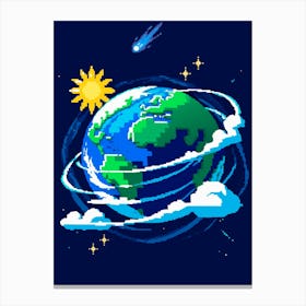 Earth Pixel Art Canvas Print