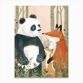 Giant Pand And A Fox Storybook Illustration 3 Canvas Print