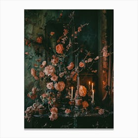 Roses and Candles in the Chateau Canvas Print
