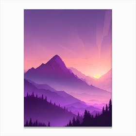 Misty Mountains Vertical Composition In Purple Tone 64 Canvas Print
