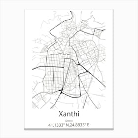 Xanthi,Greece Minimalist Map Canvas Print