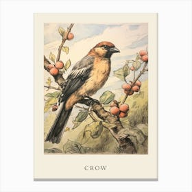 Beatrix Potter Inspired  Animal Watercolour Crow Canvas Print