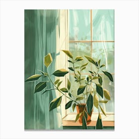 Plant In The Window Canvas Print