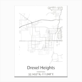 Drexel Heights,United States Minimalist Map 1 Canvas Print