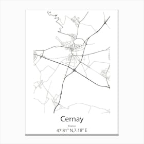 Cernay,France Minimalist Map Canvas Print