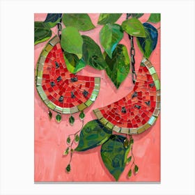 Disco Ball Watermelons Mosaic Painting Kitchen Canvas Print