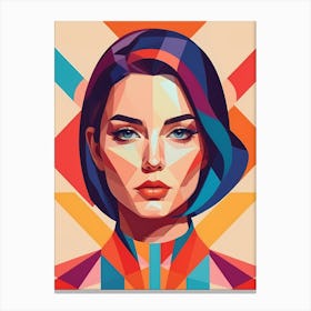 Colorful Geometric Woman Portrait Low Poly (19) Canvas Print