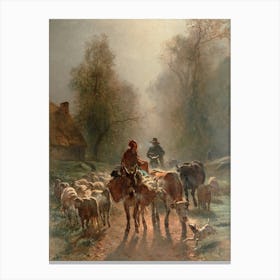 Shepherds And Sheep Canvas Print