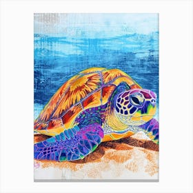 Sea Turtle On The Ocean Floor Pencil Doodle 4 Canvas Print